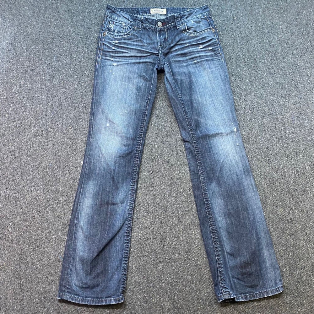 Mek DNM Aldan Slim Boot Jeans 28 Mens Blue Grunge Whiskered Distressed Skater